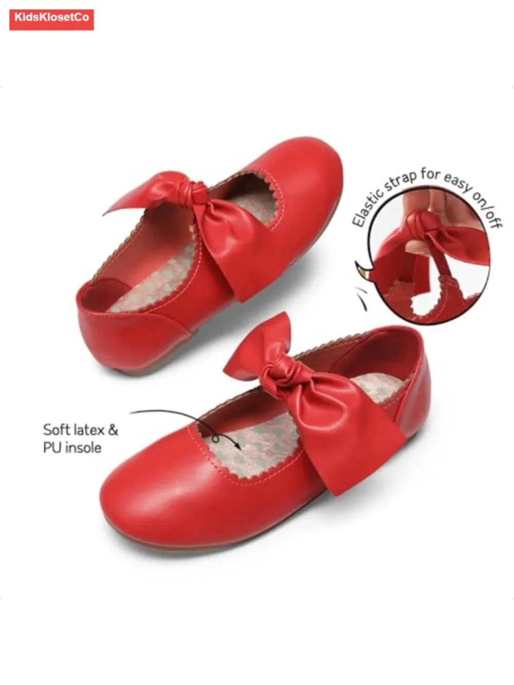 Girls Ballerina Flats Mary Jane Front Bow Dress Shoes